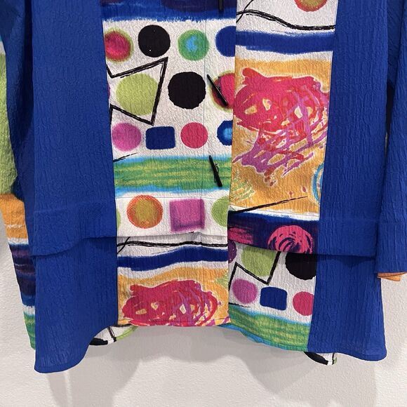 Ali Miles Top Womens 1X Abstract Art Lightweight Statement Button Front Shacket - Picture 5 of 10